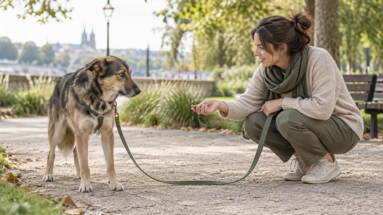 Chien observant son environnement pendant une séance d'éducation