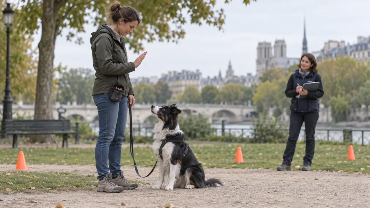 Chien attentif pendant une séance d'éducation canine
