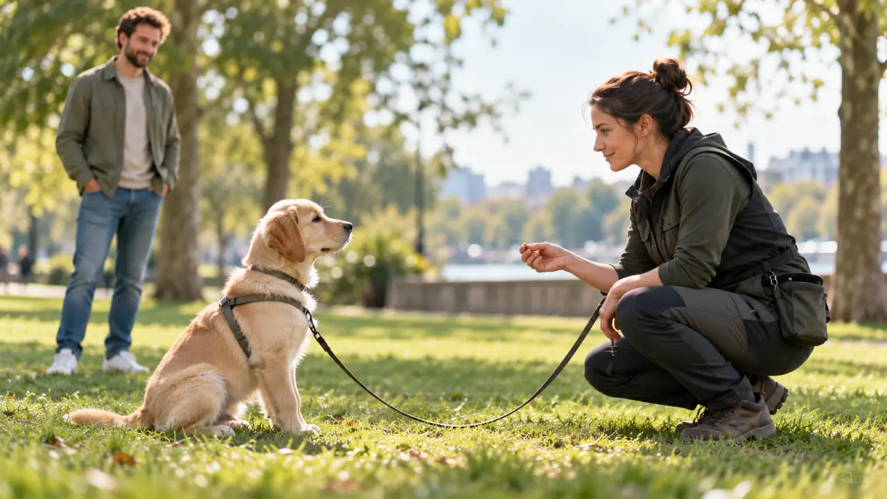 Chien attentif pendant une séance d’éducation canine