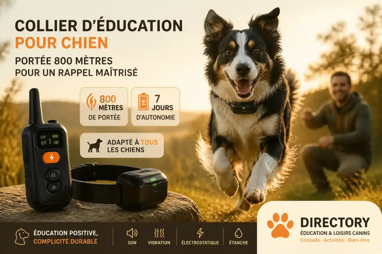 Collier d'éducation pour chien : 800 mètres de portée et 7 jours d'autonomie pour un rappel maîtrisé